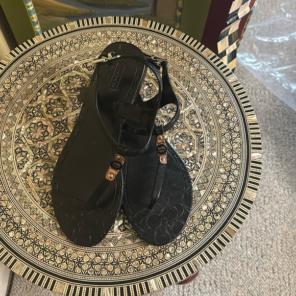 Coach sandals. Rubber/plastic material. Black. Size 7. - Picture 1 of 5